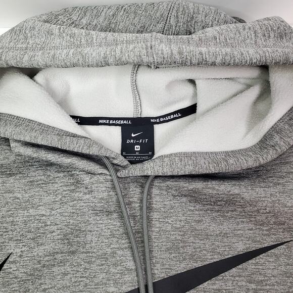 Nike Baseball hoodie Sweatshirt Mens Medium Fleece DRI-FIT Graphic Logo Gray - Picture 4 of 10
